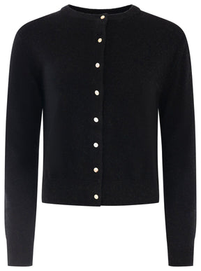 Zwillingsherz Kaschmir Strickjacke Perlmutt (100% Cashmere) - Schwarz