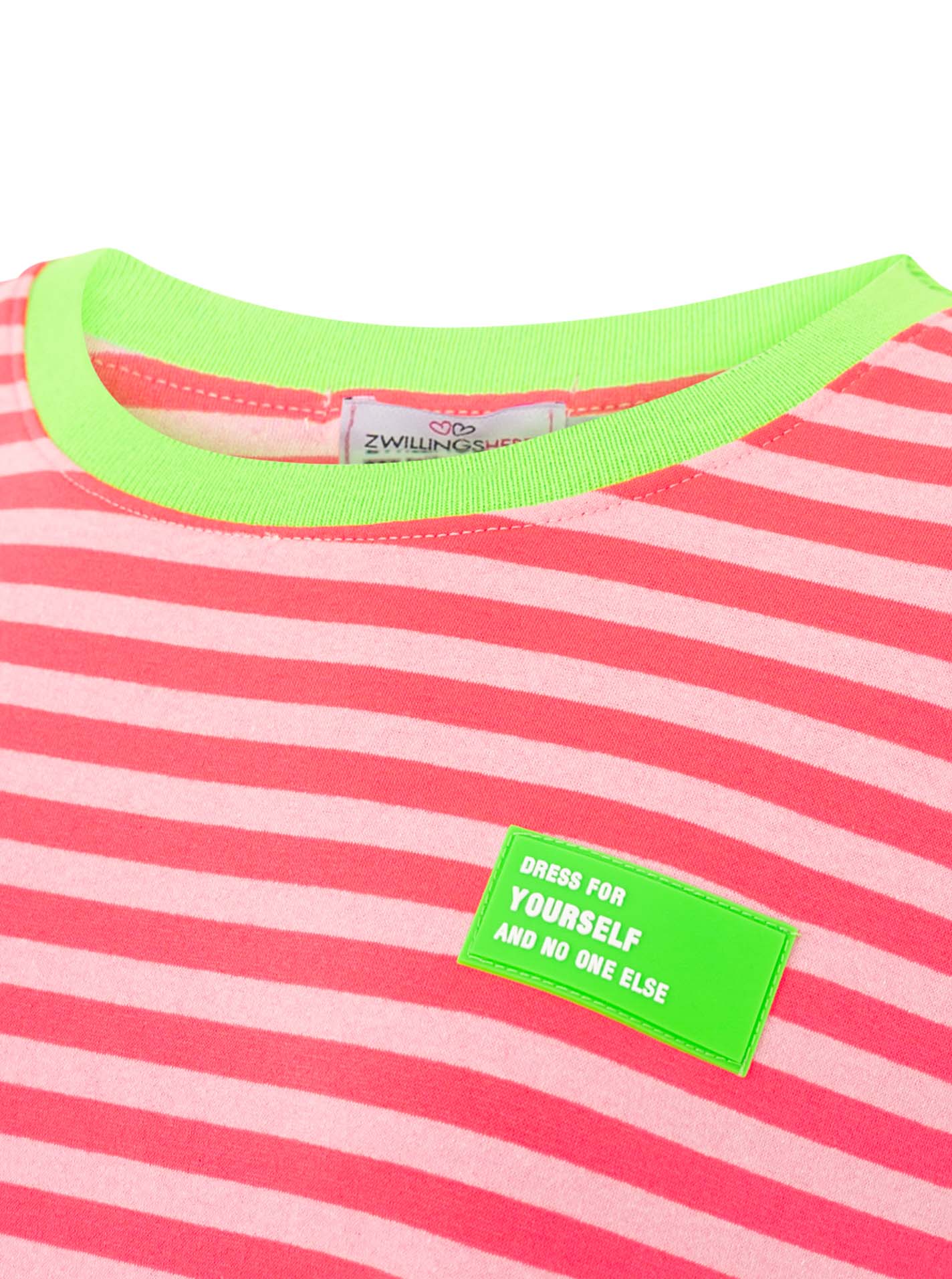 Zwillingsherz - Sweat Kleid "Neon Streifen" - Pink