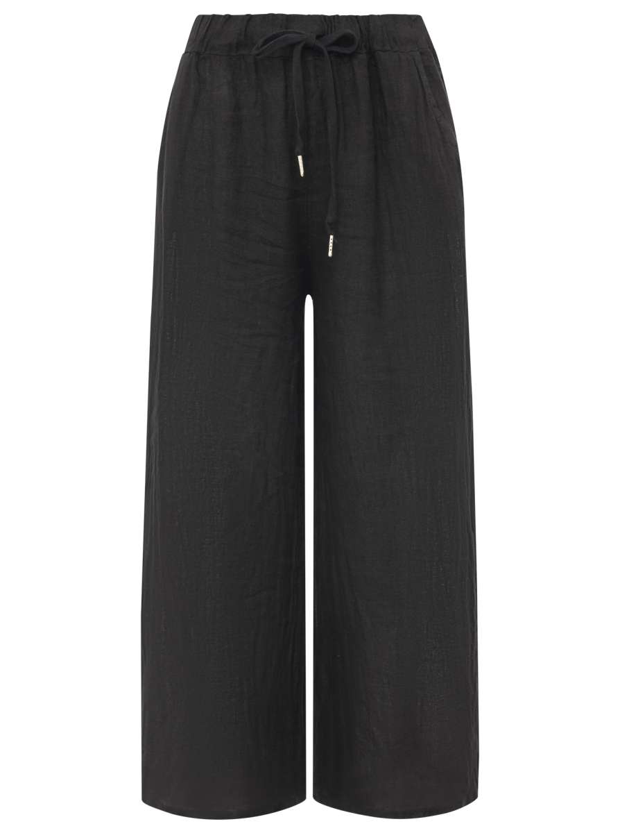 Zwillingsherz - Made in Italy Leinen Hose - Schwarz