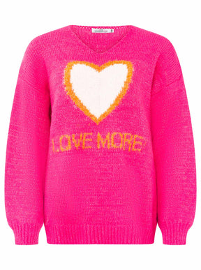 Zwillingsherz - Oversize Pullover "Love More" - Neonpink