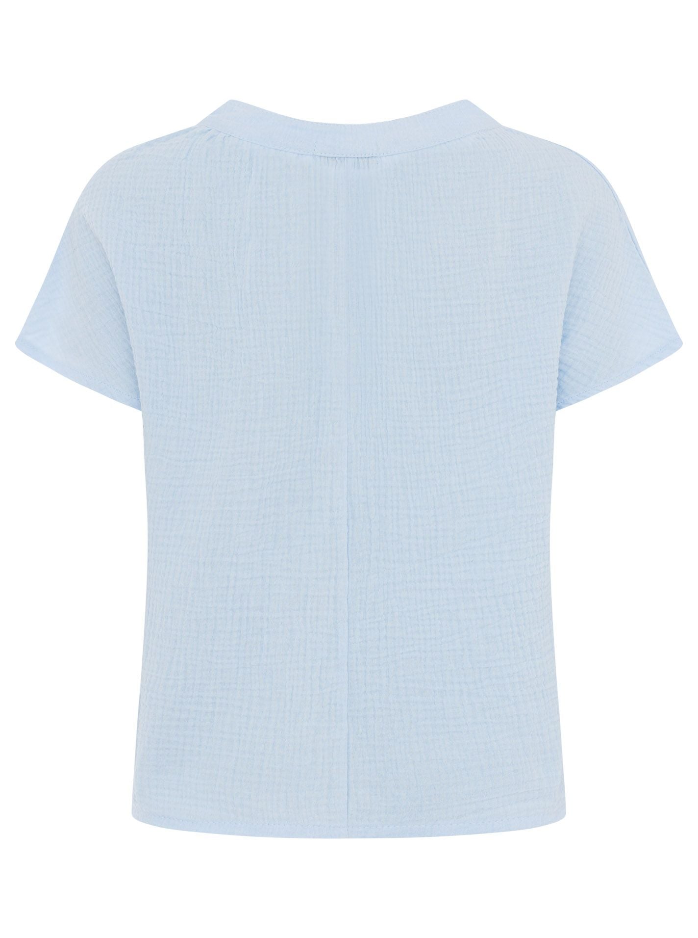 Zwillingsherz - Musselin Bluse Kurzarm - Hellblau