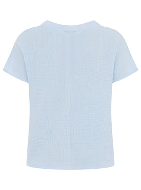Zwillingsherz - Musselin Bluse Kurzarm - Hellblau