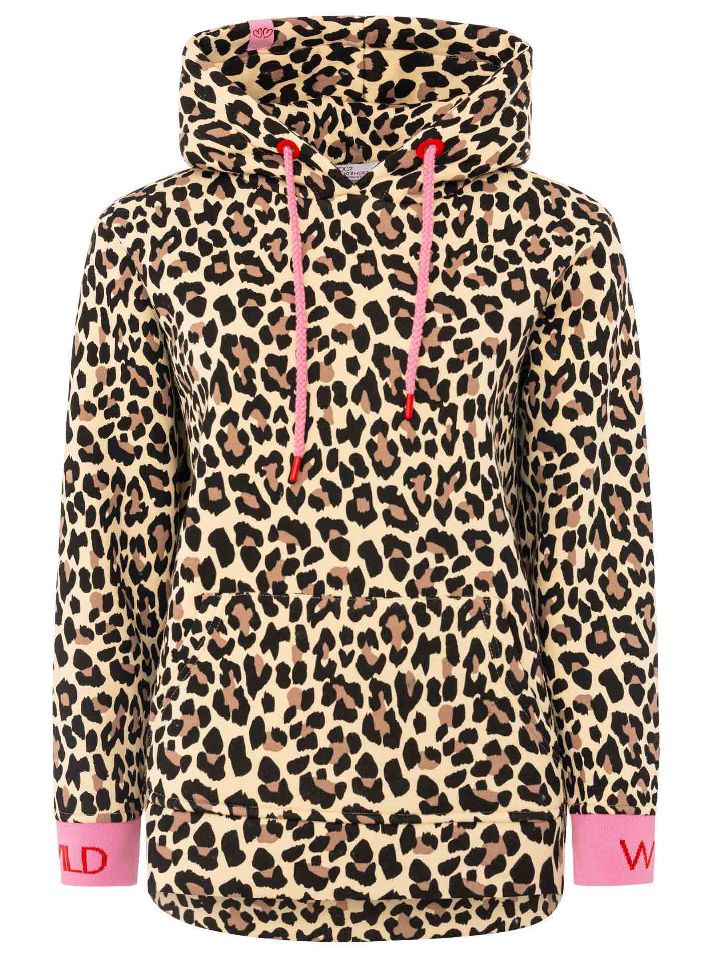 Zwillingsherz - Hoodie "Leo AOP Wild" - Beige/Schwarz