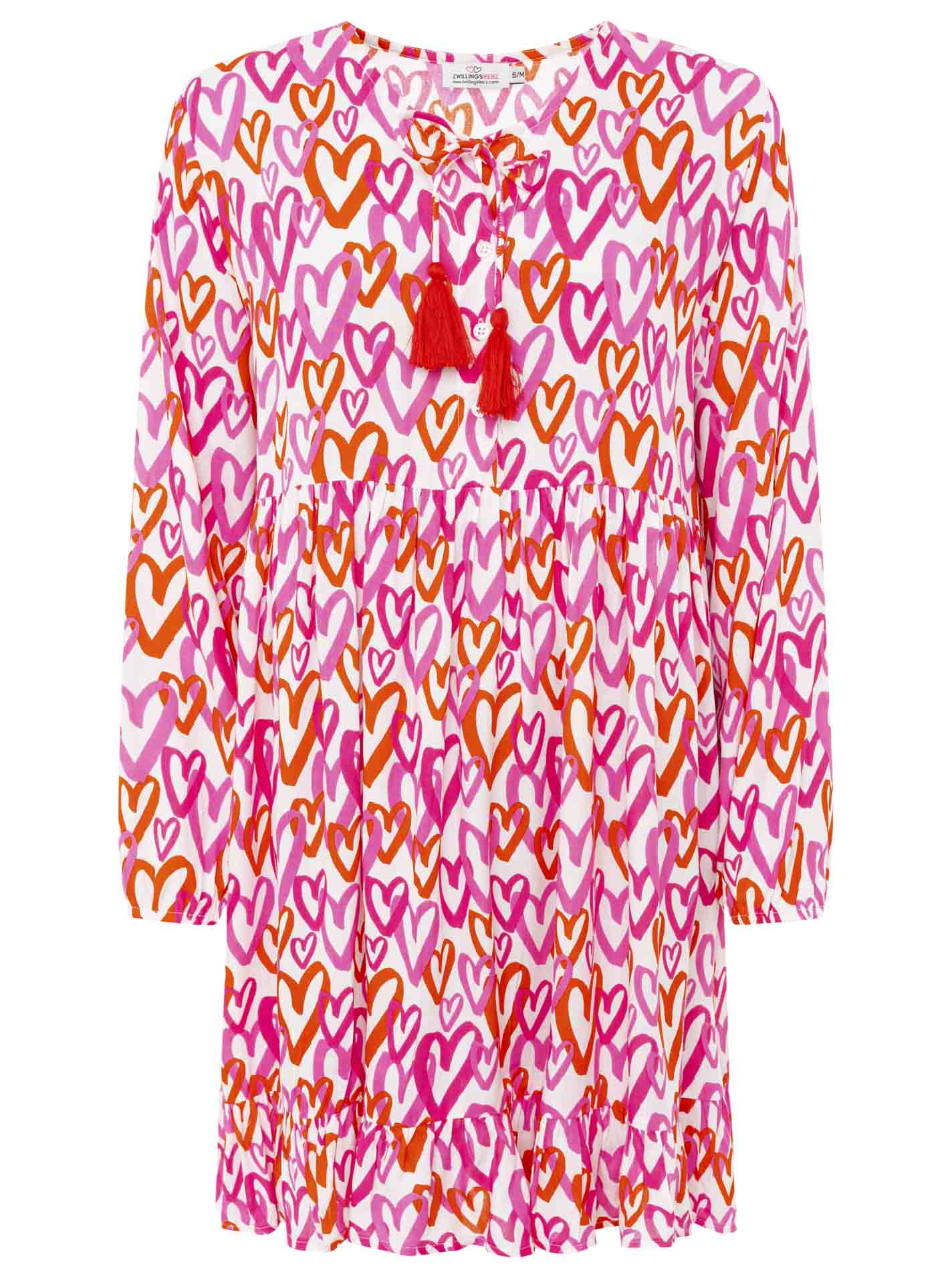 Zwillingsherz - Kleid "Be Mine" - Pink/Weiß