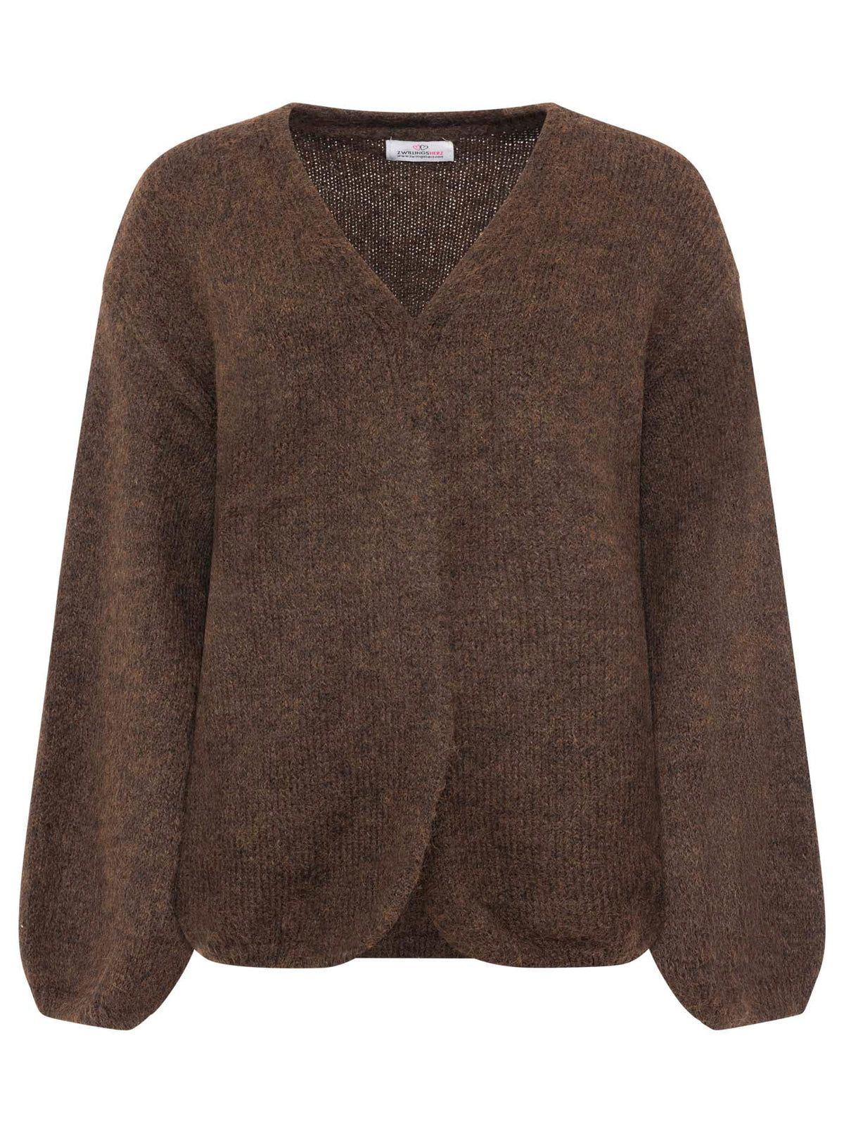 Zwillingsherz - Weicher Woll Cardigan - Schokobraun