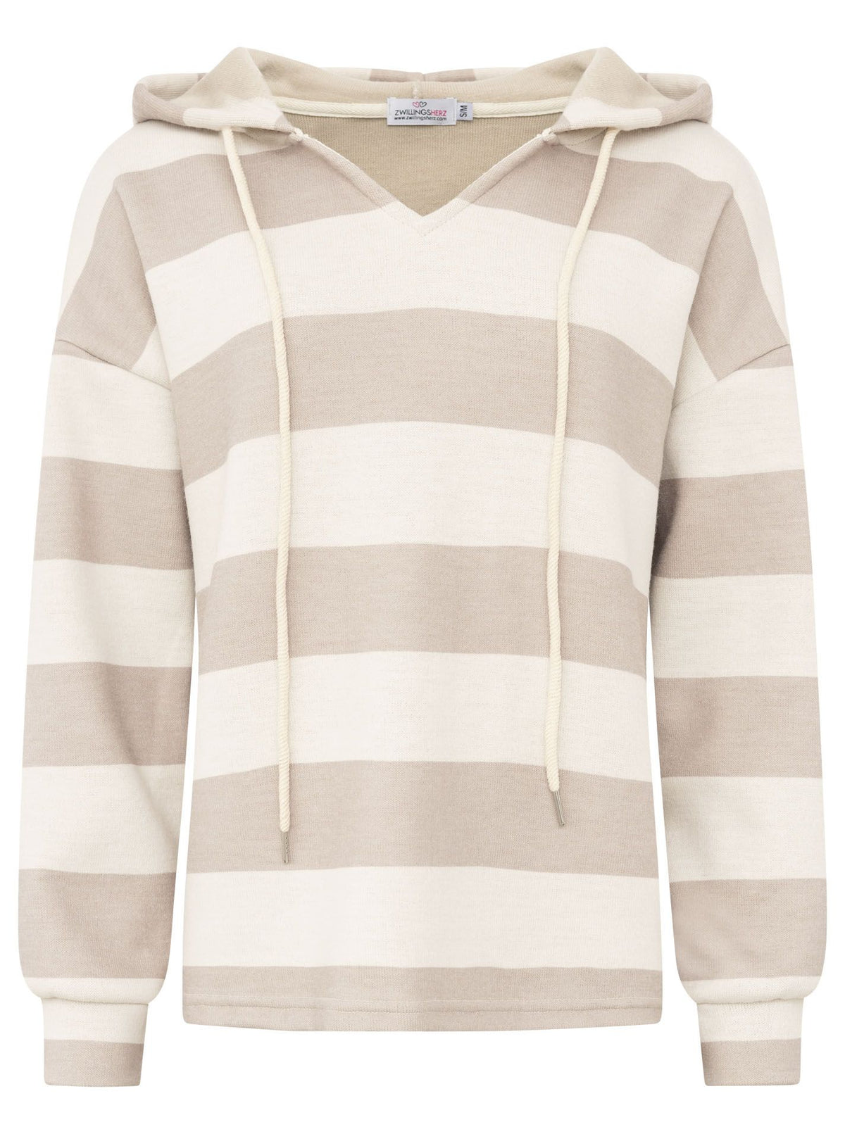 Zwillingsherz - Hoodie Streifen - Beige