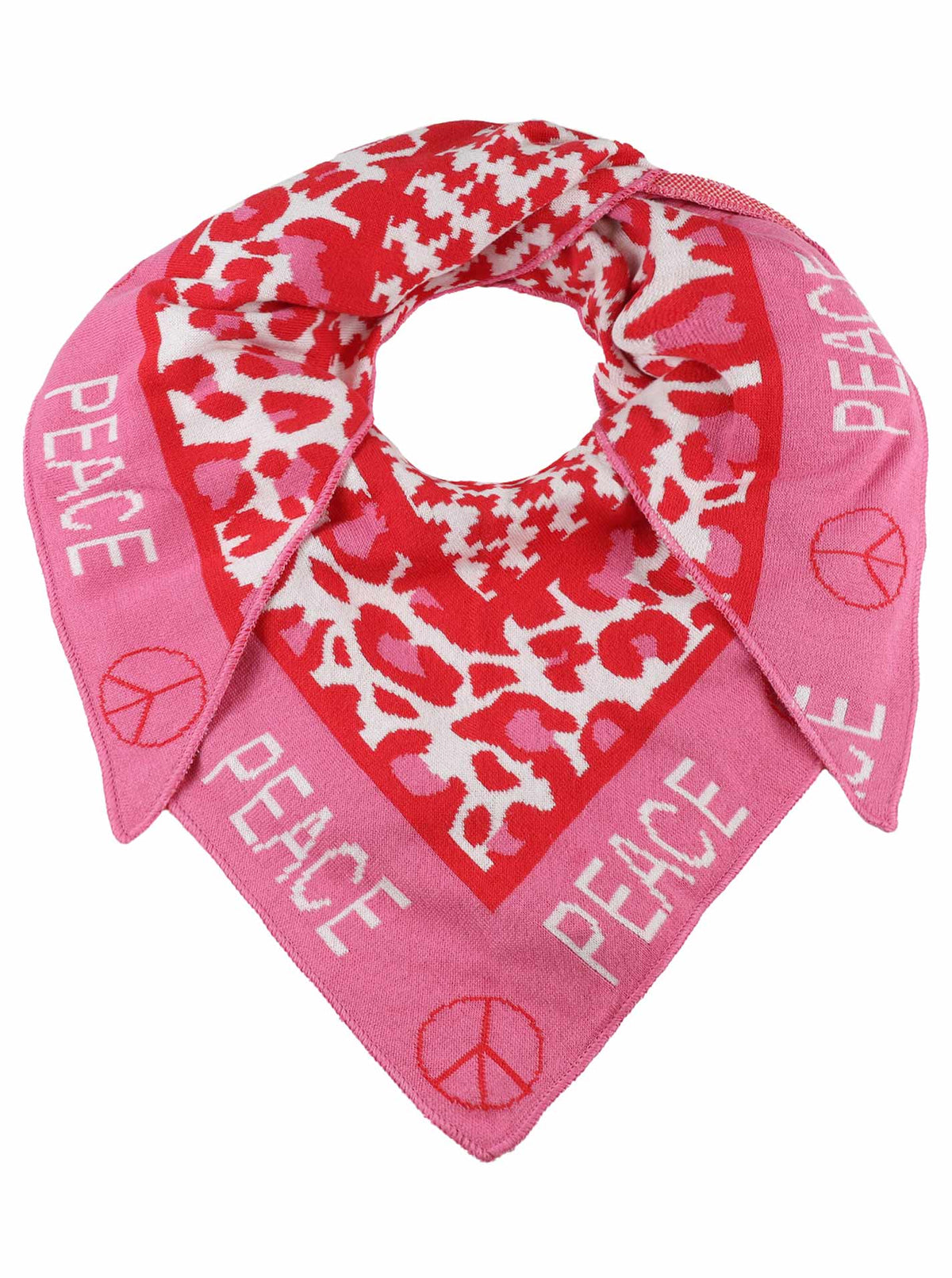 Zwillingsherz Schal - Dreieckstuch "Peace Leo" Baumwolle - Rot