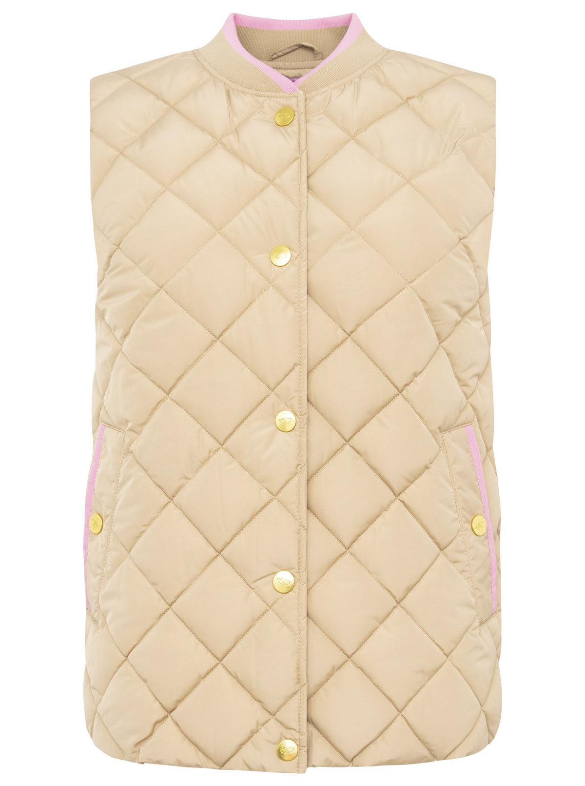 Zwillingsherz - Steppweste Kurz - Beige/Pink