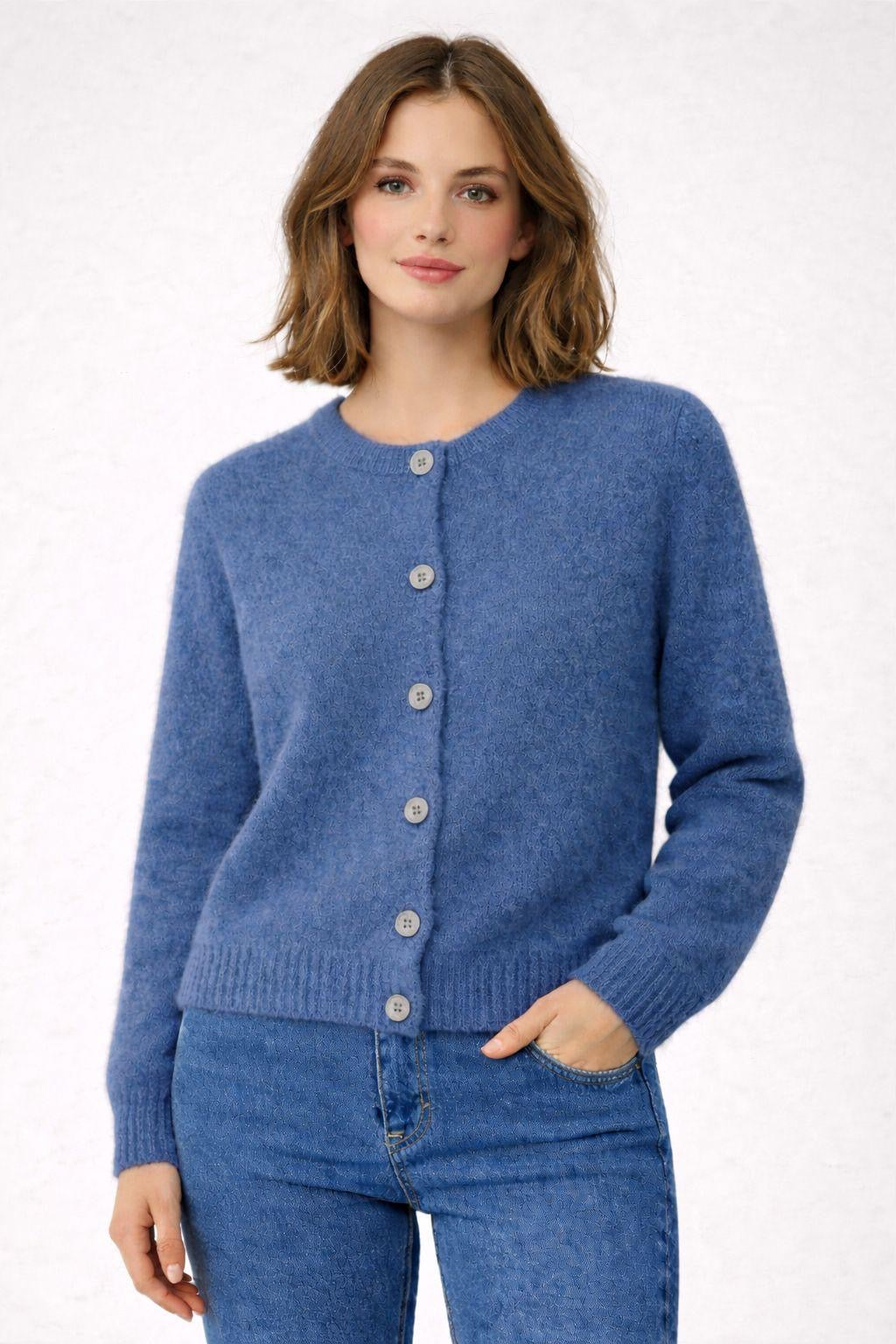 Flair - Cardigan mit feinem Kid Mohair - Jeansblau