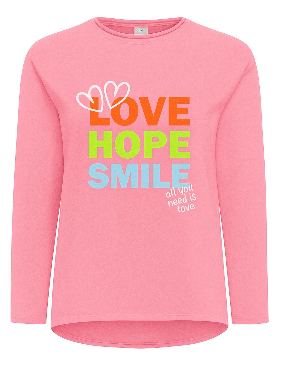 Zwillingsherz Sweatshirt/Pullover - Love Hope Smile - Pink