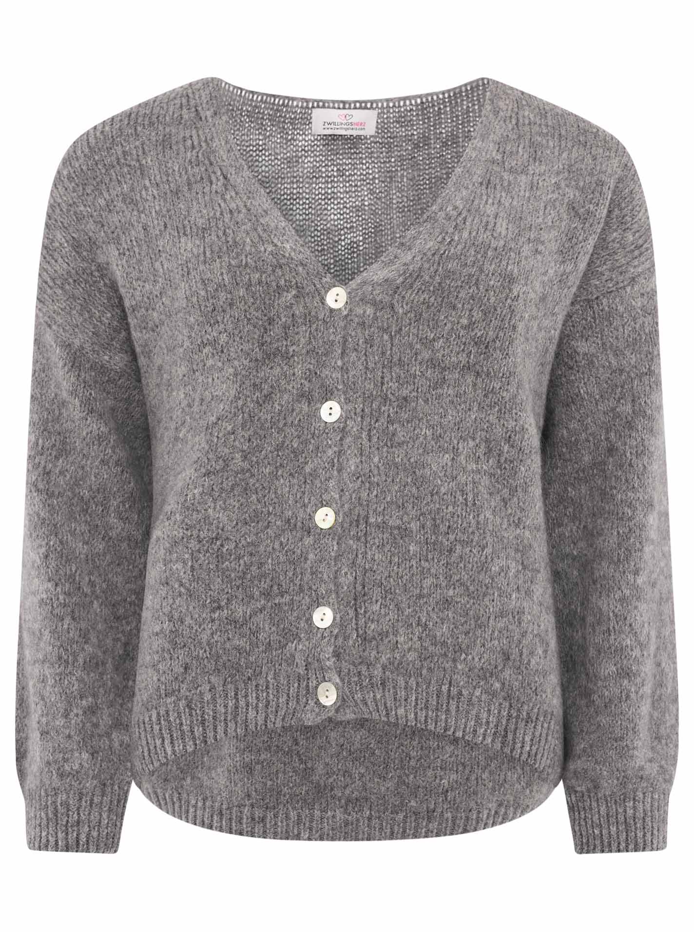 Zwillingsherz - Weicher Cardigan - Dunkelgrau