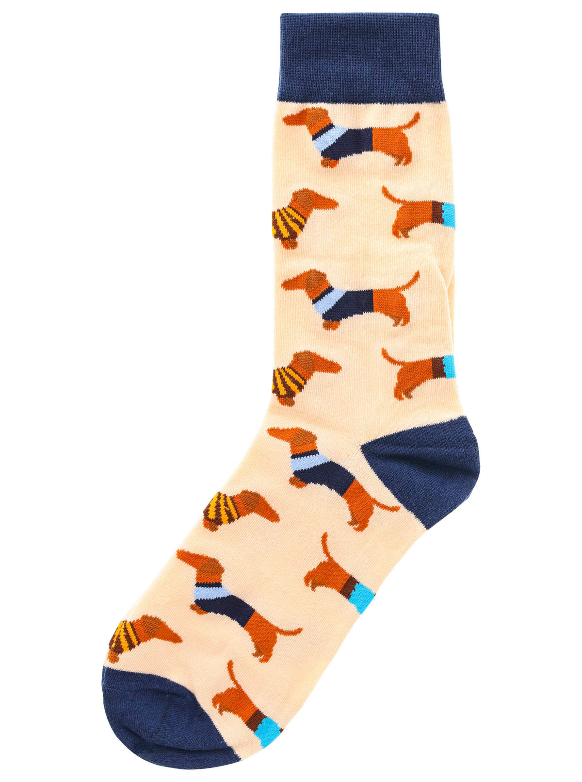 Zwillingsherz - Kuschelsocken Dackel Streifen - Blau/Braun (1x Paar)