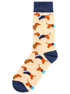 Zwillingsherz - Kuschelsocken Dackel Streifen - Blau/Braun (1x Paar)