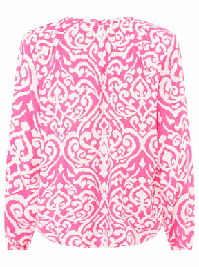 Zwillingsherz - Langarmbluse Ornamente- Pink/Orange