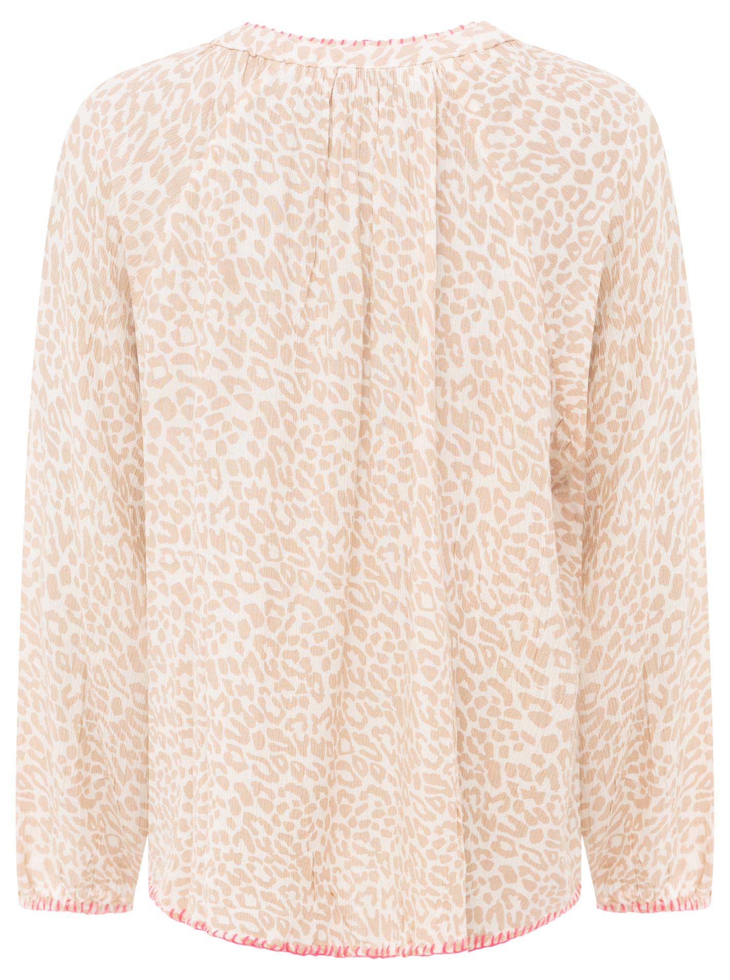 Zwillingsherz - Bluse V-Ausschnitt „Wilder Leo“ - Beige