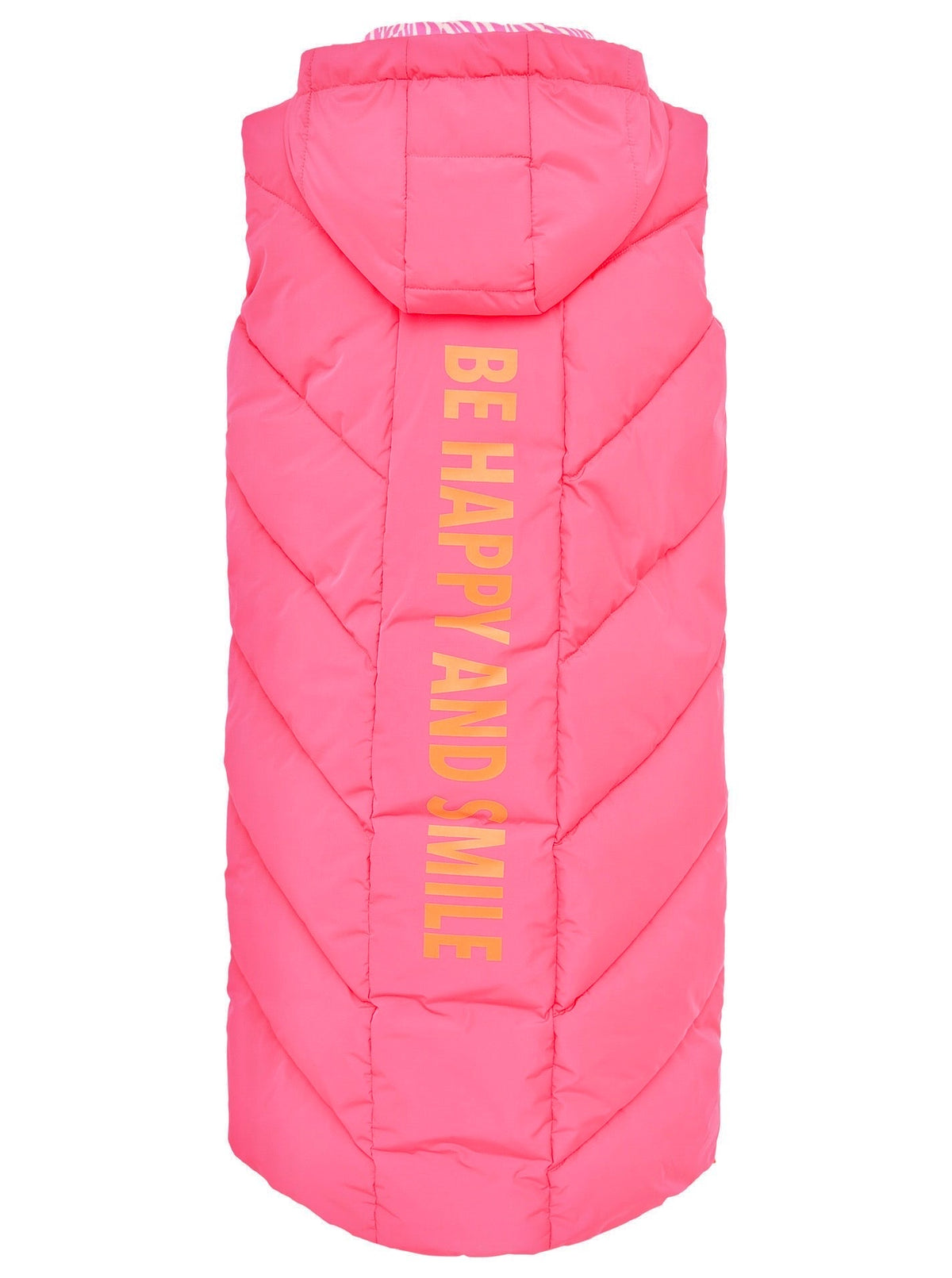 Zwillingsherz - Steppweste "Be Happy & Smile" - Neon Pink