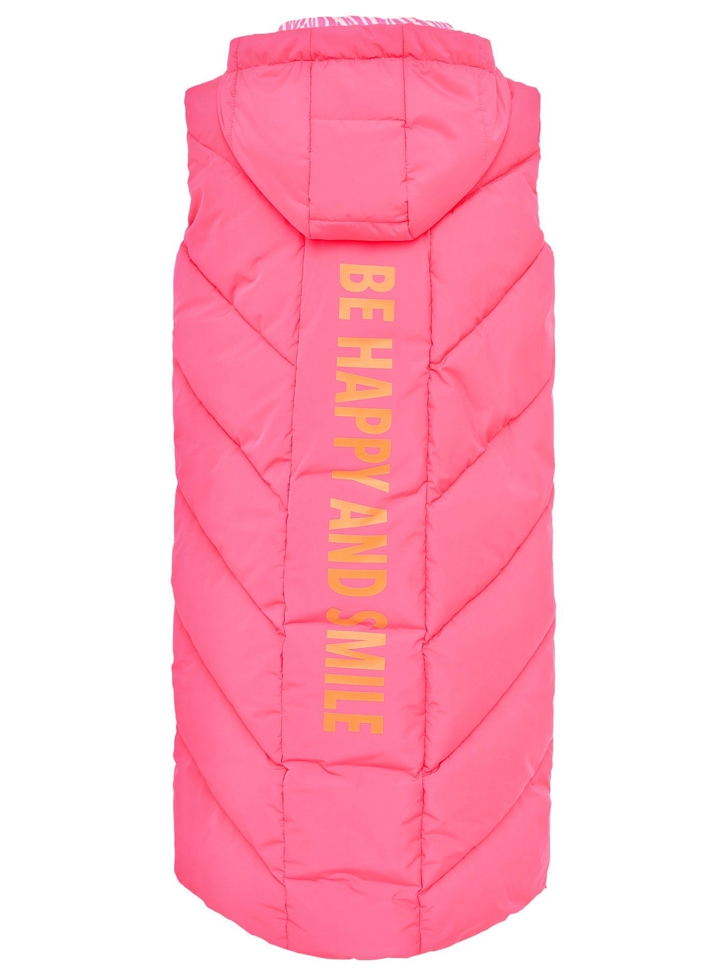 Zwillingsherz - Steppweste Zebra "Be Happy & Smile" - Neon Pink