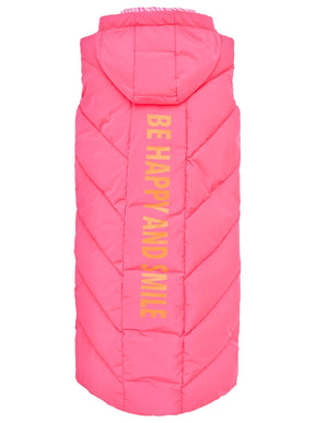 Zwillingsherz - Steppweste Zebra "Be Happy & Smile" - Neon Pink