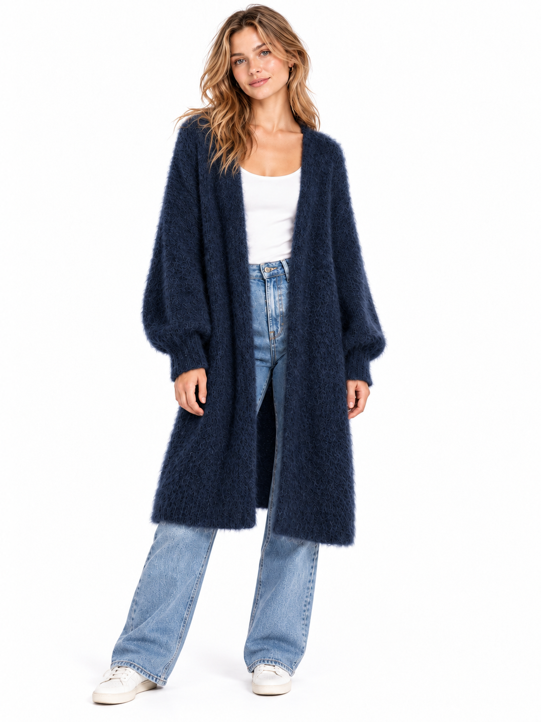 Langer Oversized Cardigan aus hochwertigem Kid Mohair - Navy