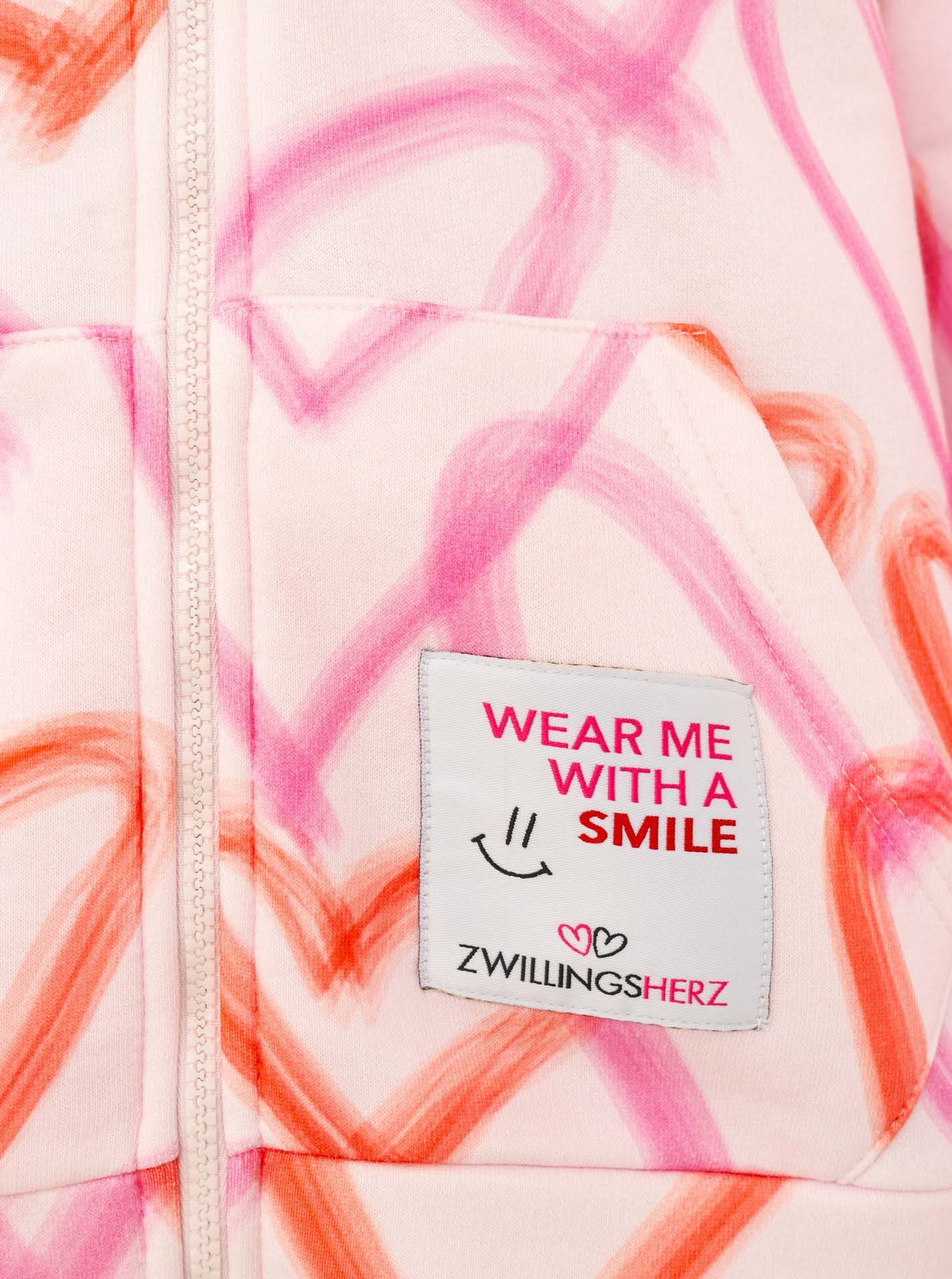 Zwillingsherz - Hoodiejacke "Big Hearts" - Weiß/Pink