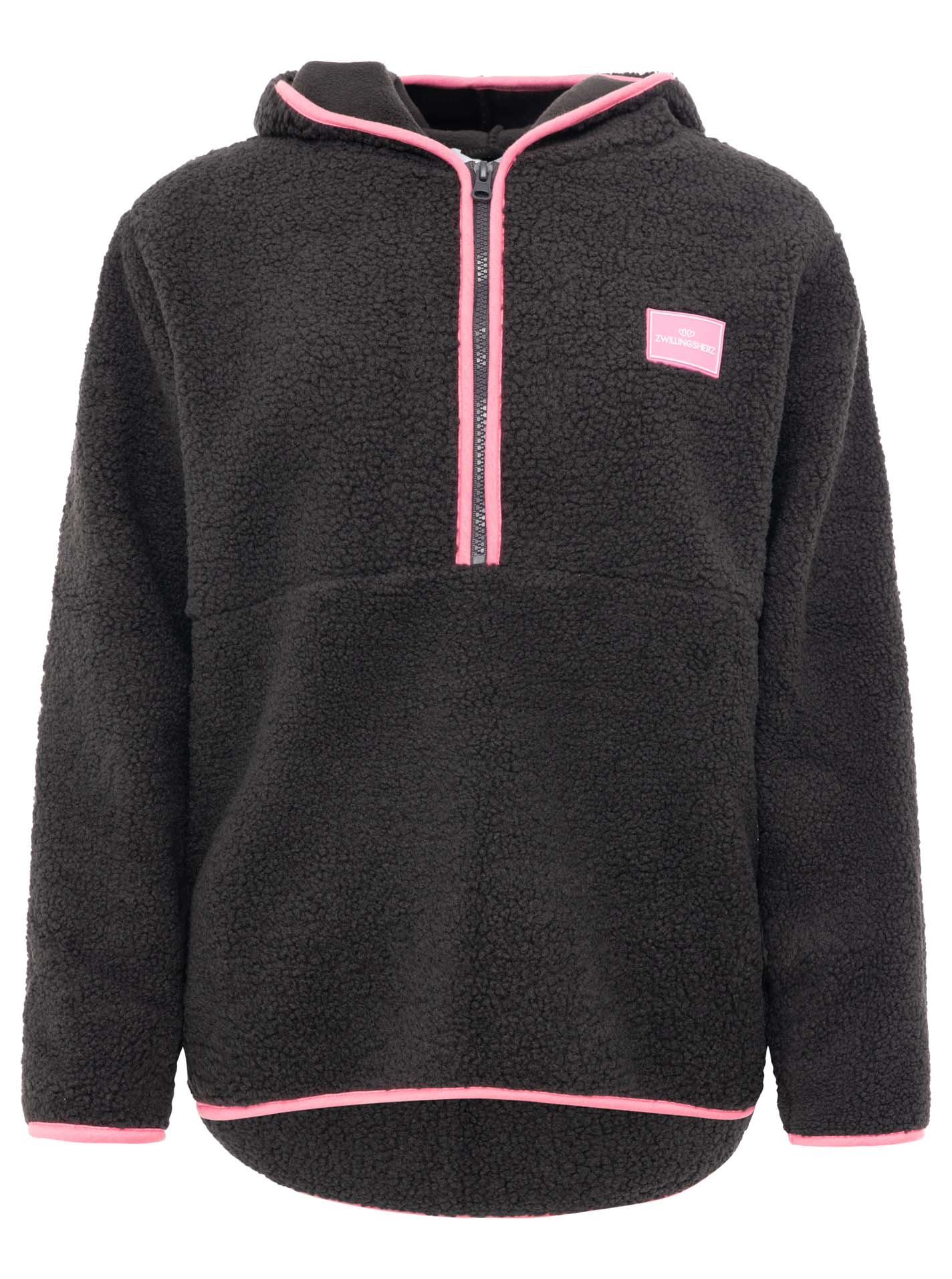 Zwillingsherz - Teddyhoodie mit Zipper - Schwarz