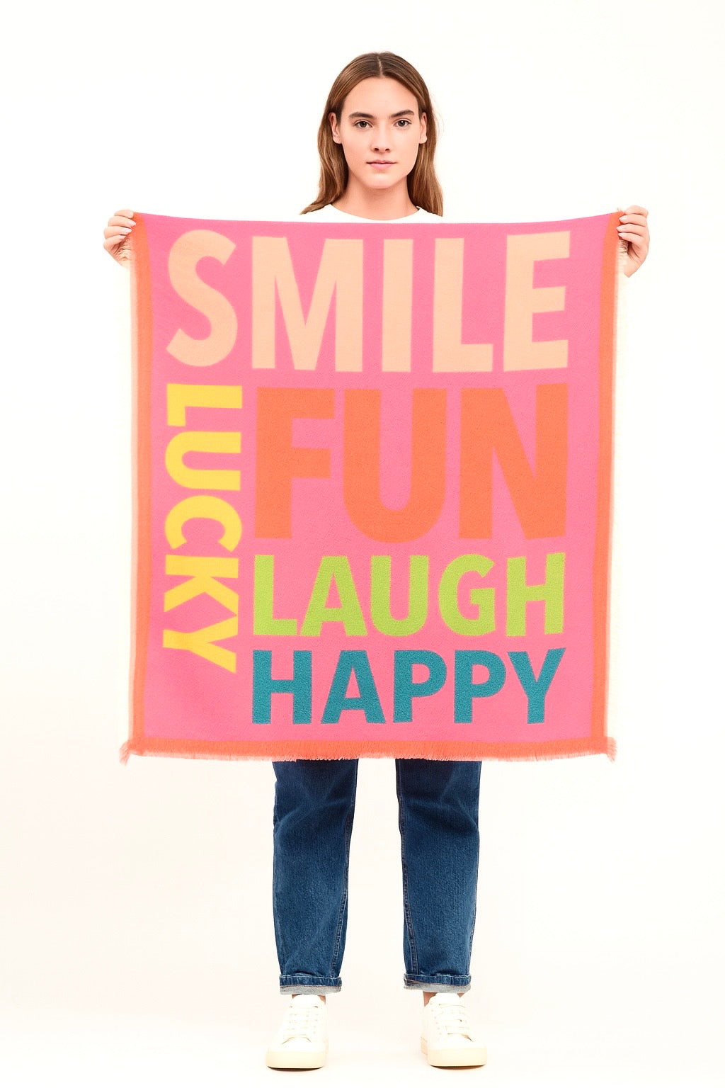 Zwillingsherz Schal/Tuch „Happy Smile“ - Pink/Orange