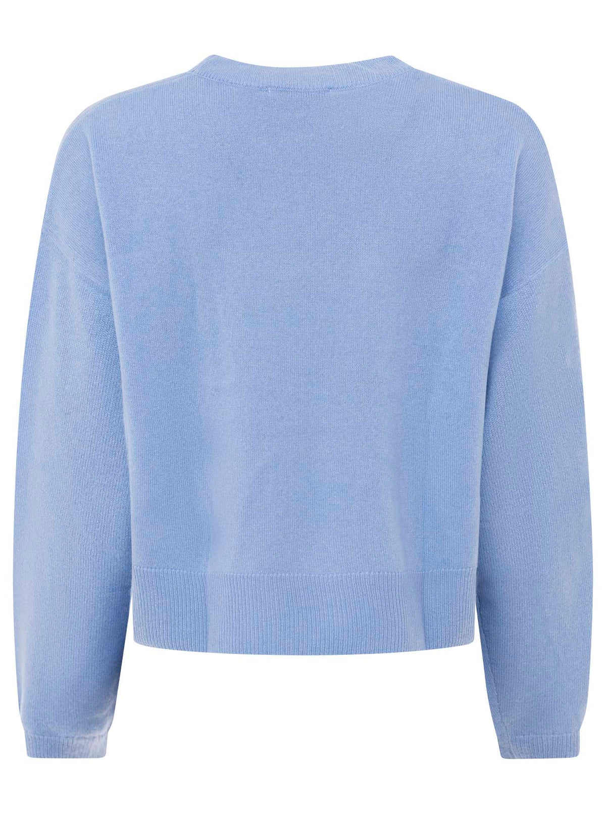 100% Kaschmir Rundhalspullover "Kastig" - Blau