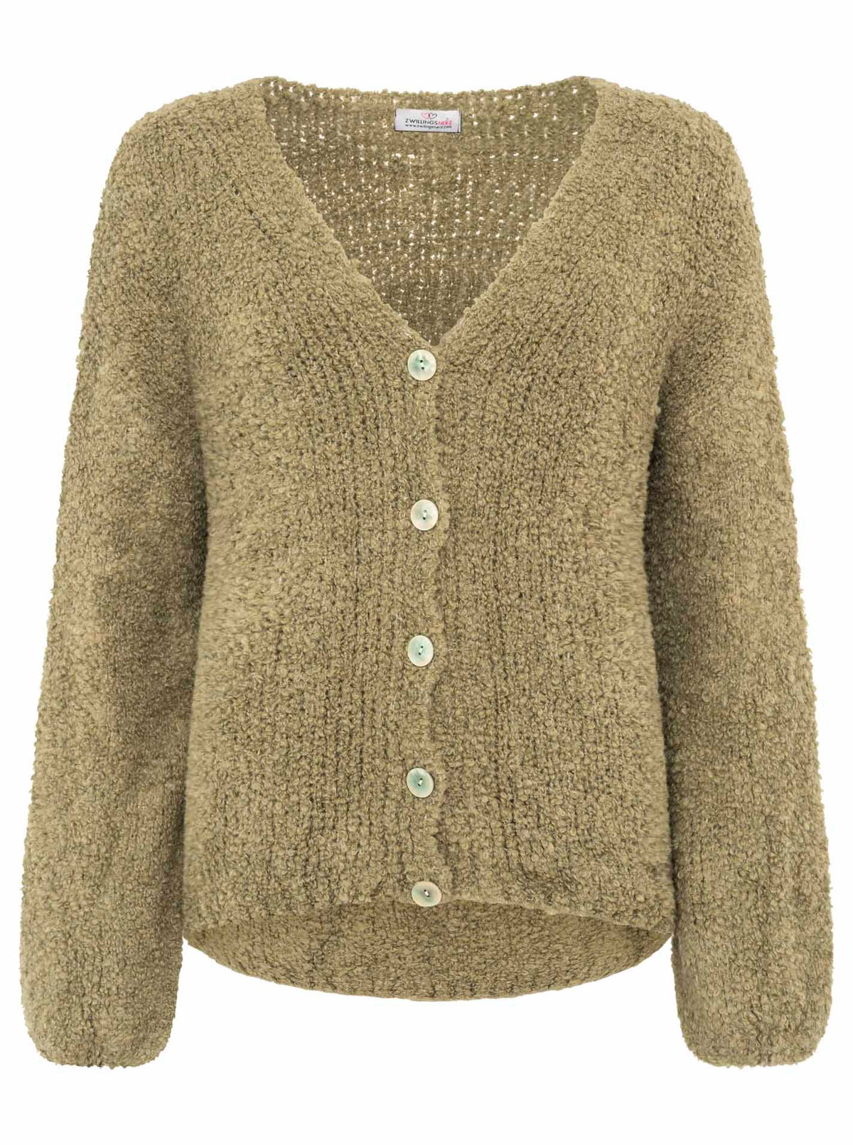 Zwillingsherz - "Kuschel Cardigan Plüsch" - Khaki