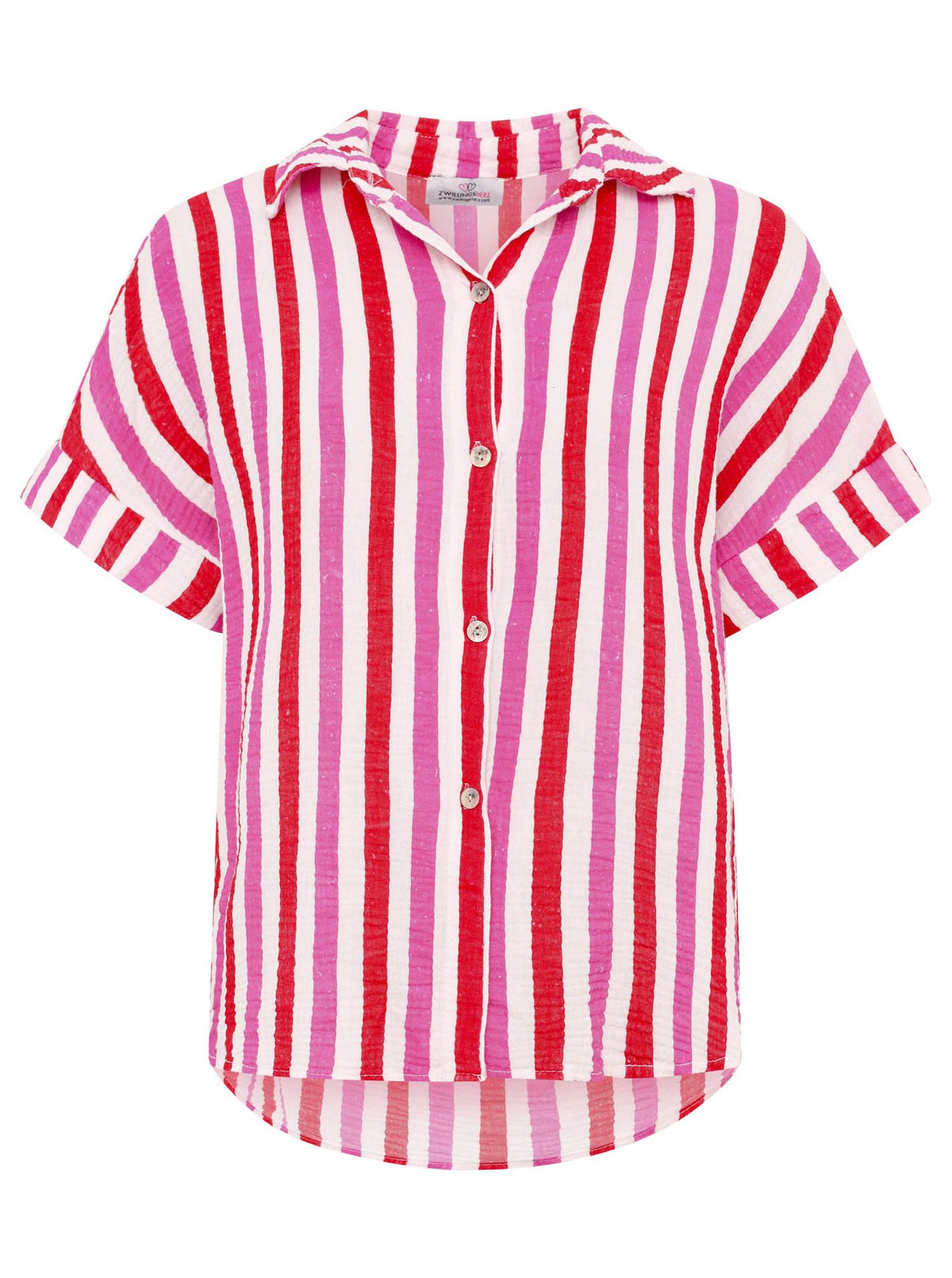 Zwillingsherz - Musselin Bluse Streifen - Pink