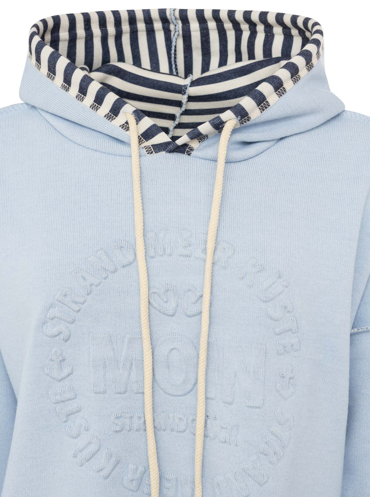 Zwillingsherz Doubleface Hoodie "Moin & Streifen" - Hellblau