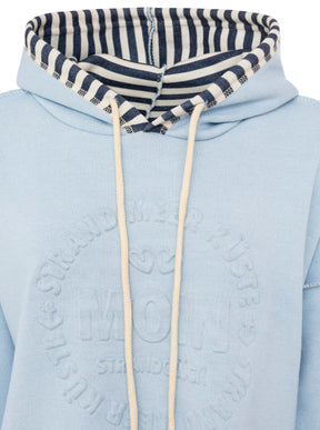 Zwillingsherz Doubleface Hoodie "Moin & Streifen" - Hellblau