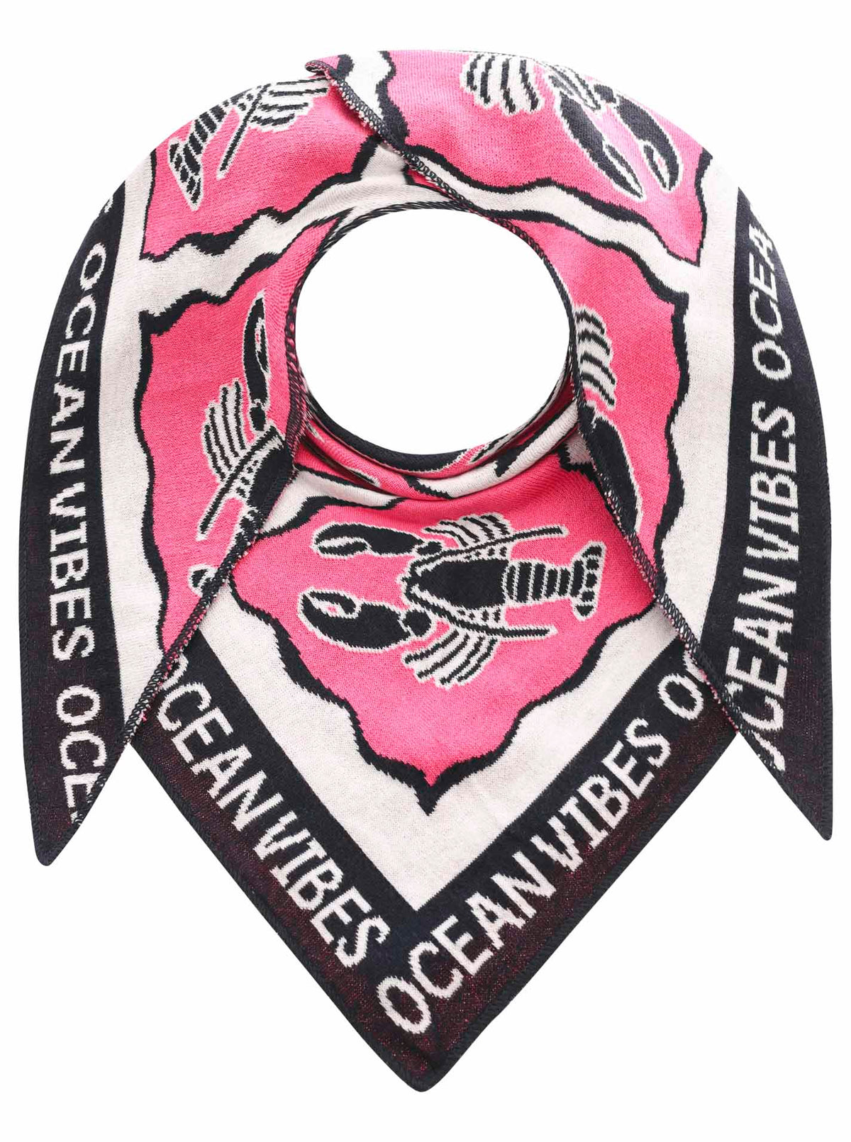Zwillingsherz - Dreieckstuch "Ocean Vibes" Baumwolle - Schwarz/Pink