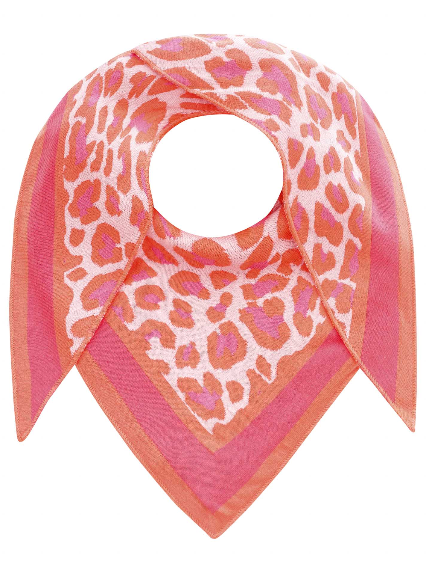 Zwillingsherz - Dreieckstuch/Schal „Leo Rand“ Baumwolle - Orange/Pink