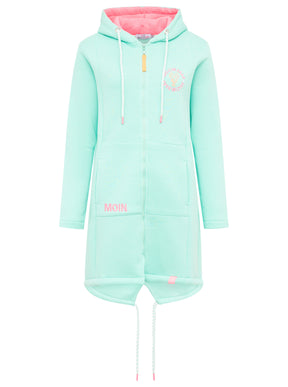 Zwillingsherz - Kapuzen-Sweatjacke / Hoodiemantel "Moin Meer Küste" - Mint/Pink (NEU)