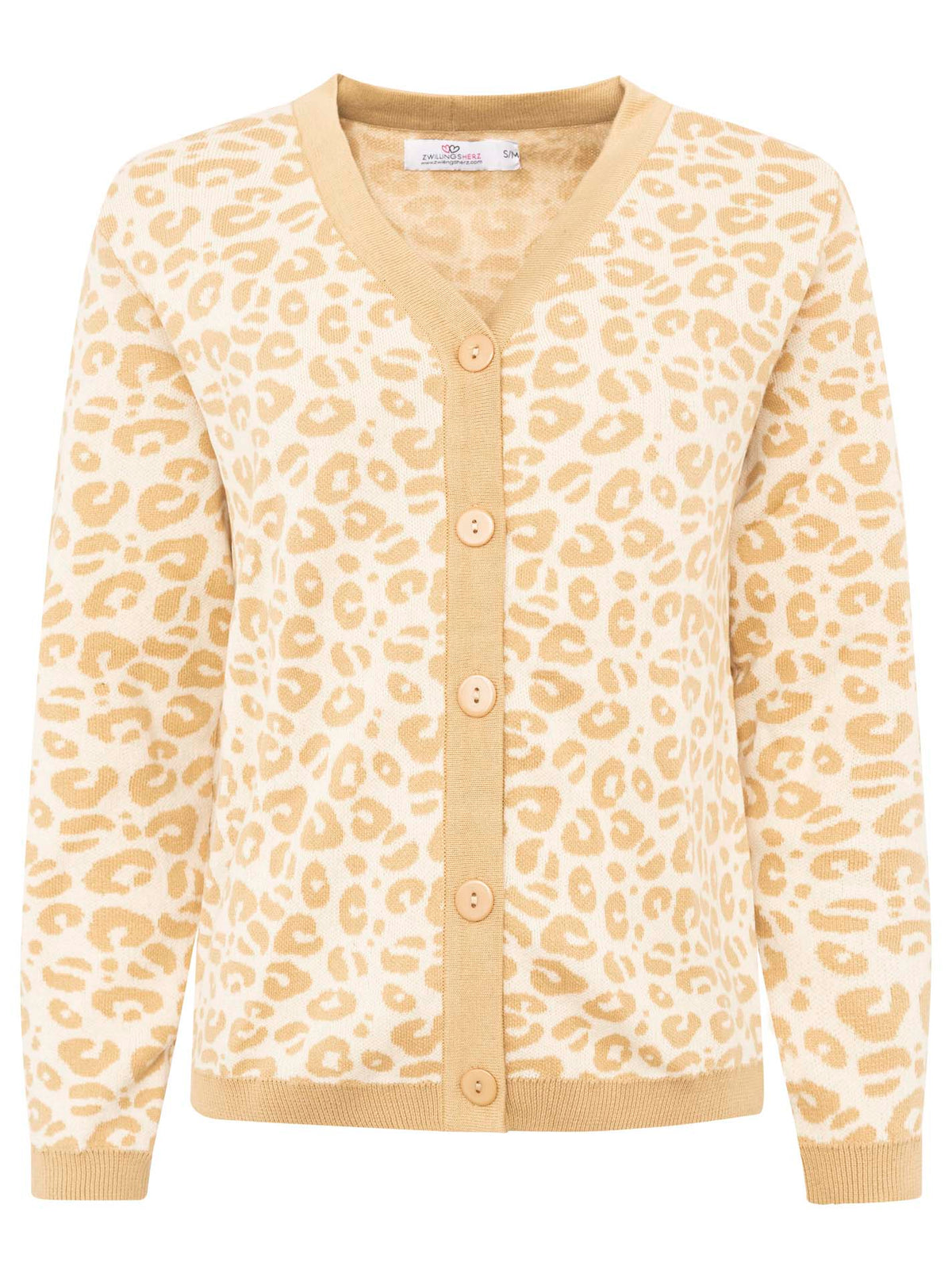 Zwillingsherz - Cardigan gestrickter Leo/Leopard - Beige