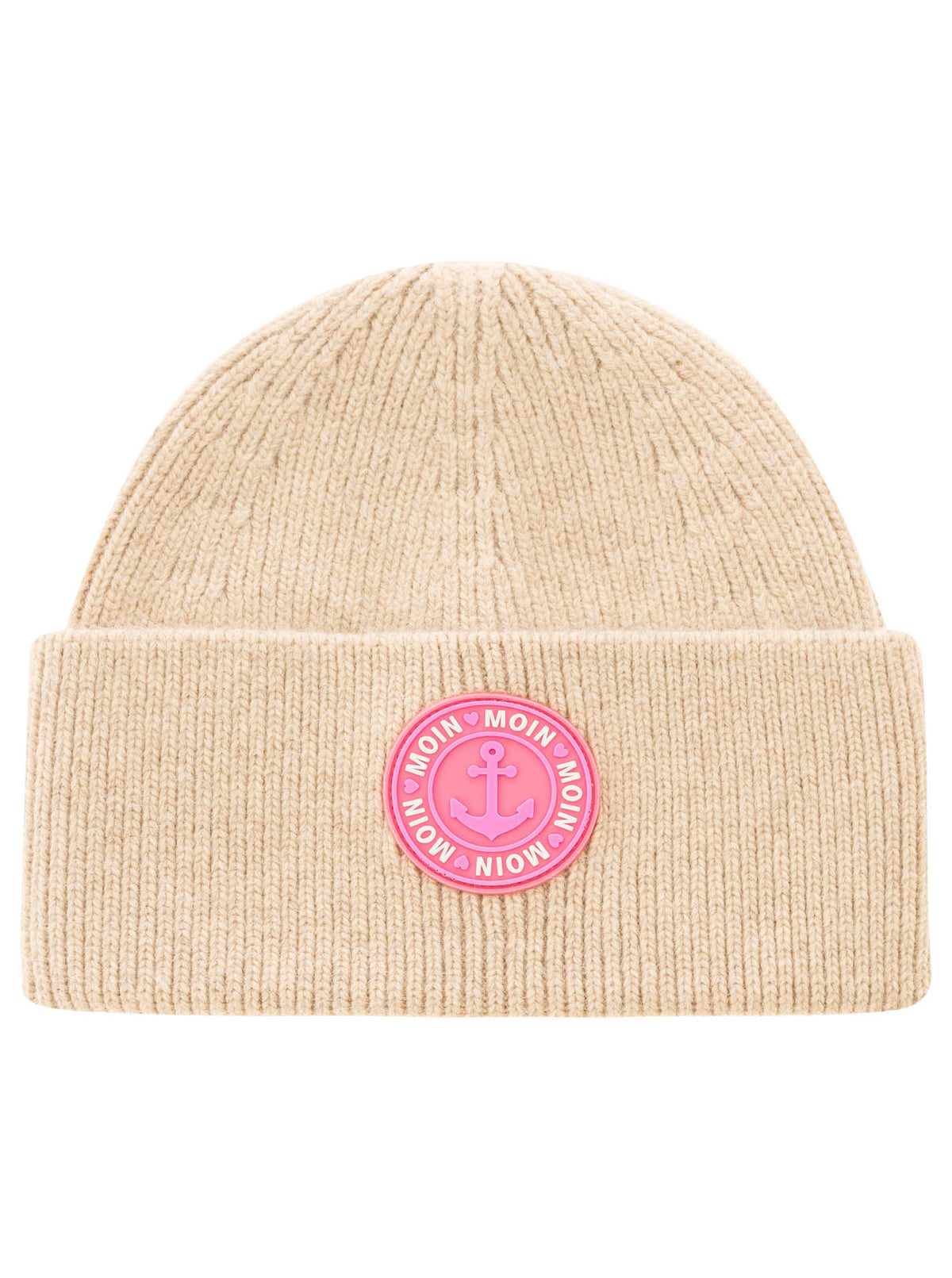 Zwillingsherz - Edle Mütze "Moin Anker" Beige/Pink