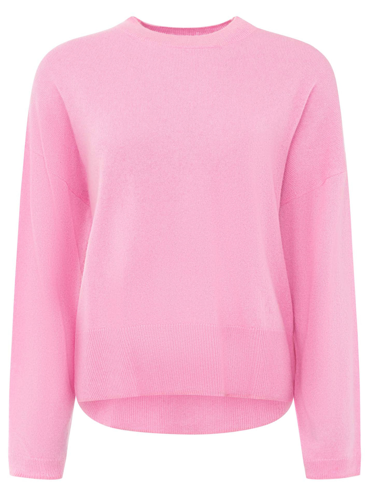 100% Kaschmir Kastiger Rundhalspullover - Rosa