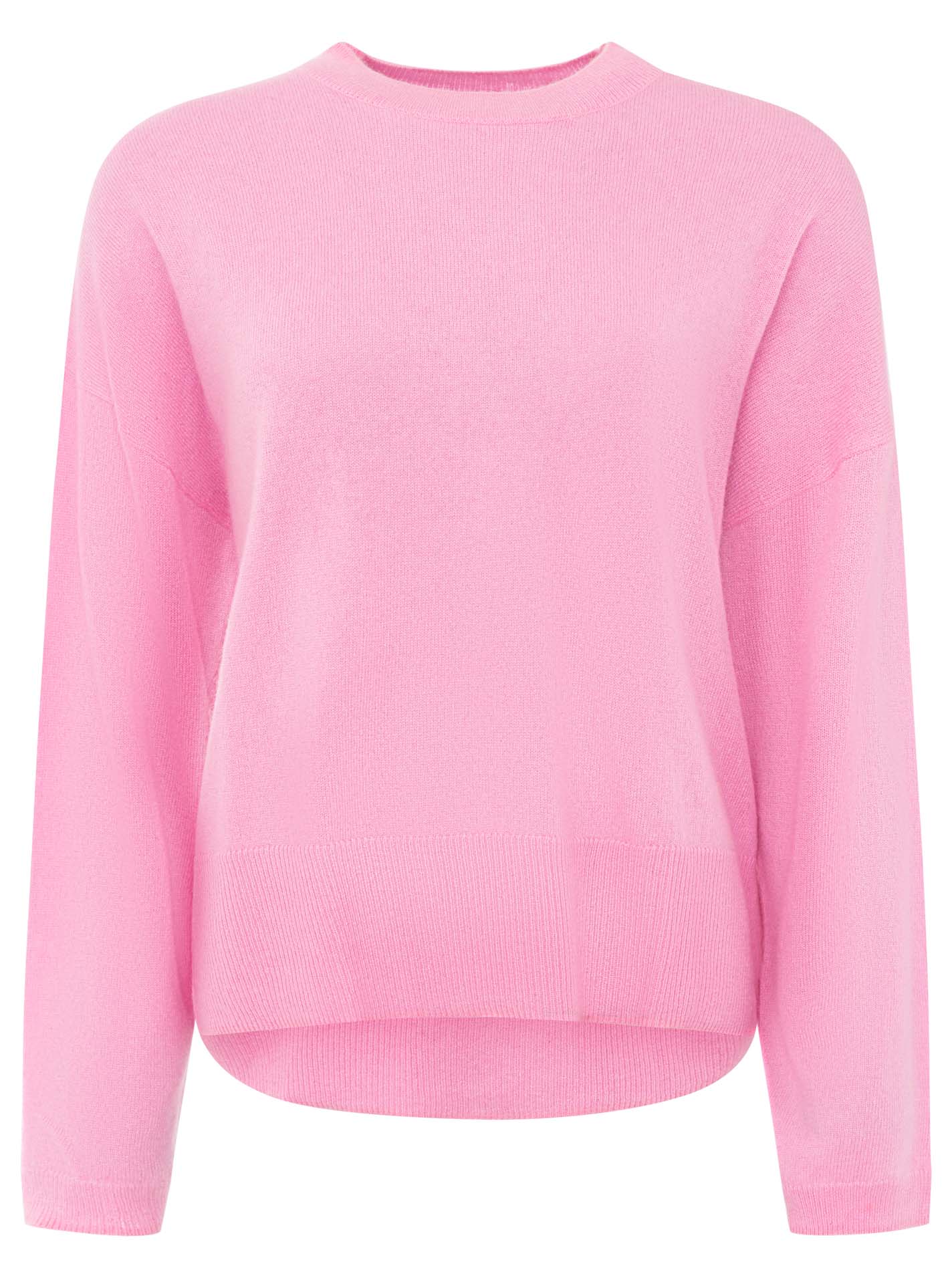 100% Kaschmir Kastiger Rundhalspullover - Rosa