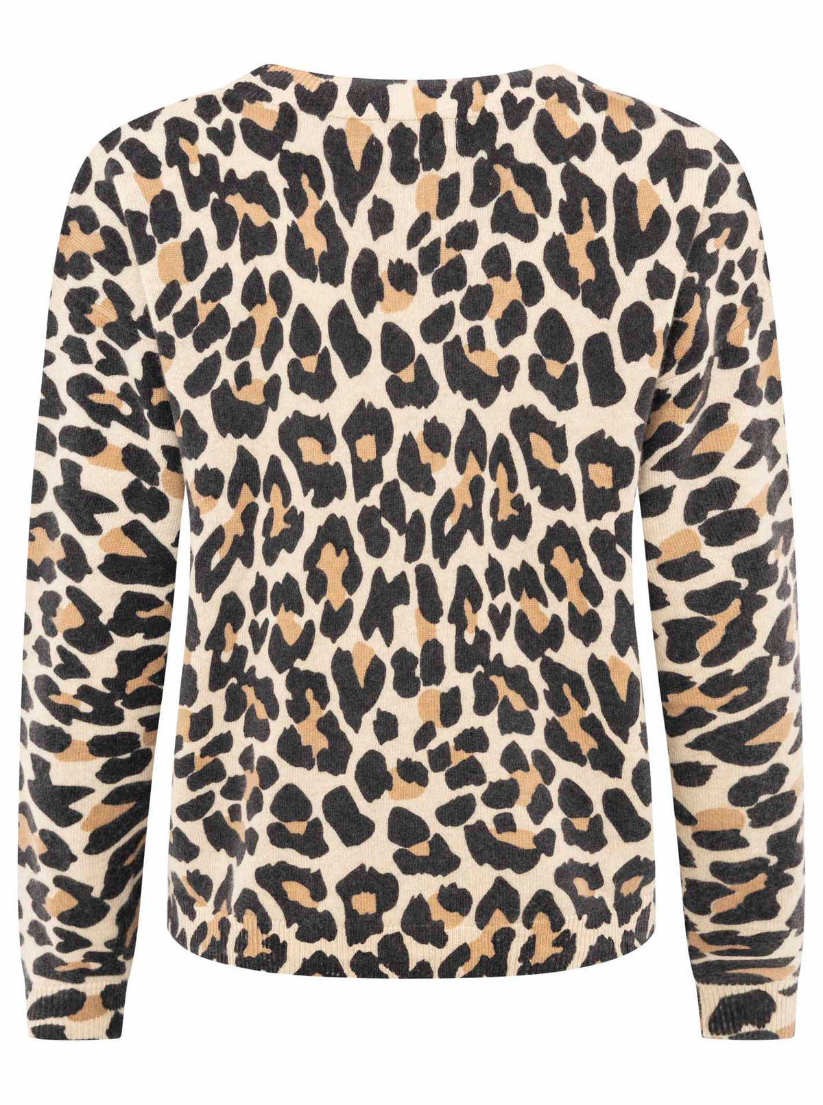 Zwillingsherz 100% Kaschmir / Cashmere Cardigan/Strickjacke Leo/Leopard - Beige/Schwarz