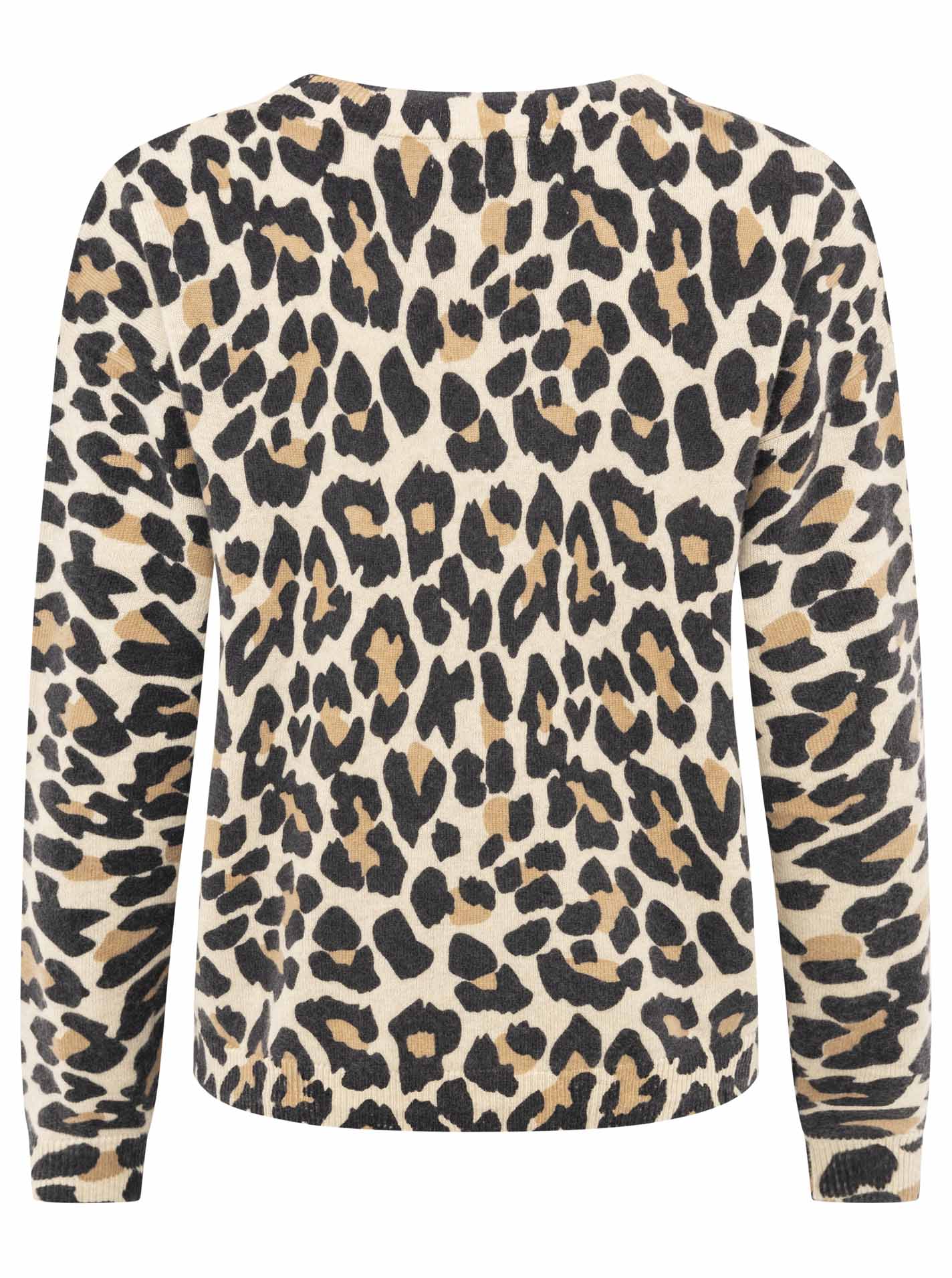 Zwillingsherz 100% Kaschmir / Cashmere Cardigan/Strickjacke Leo/Leopard - Beige/Schwarz