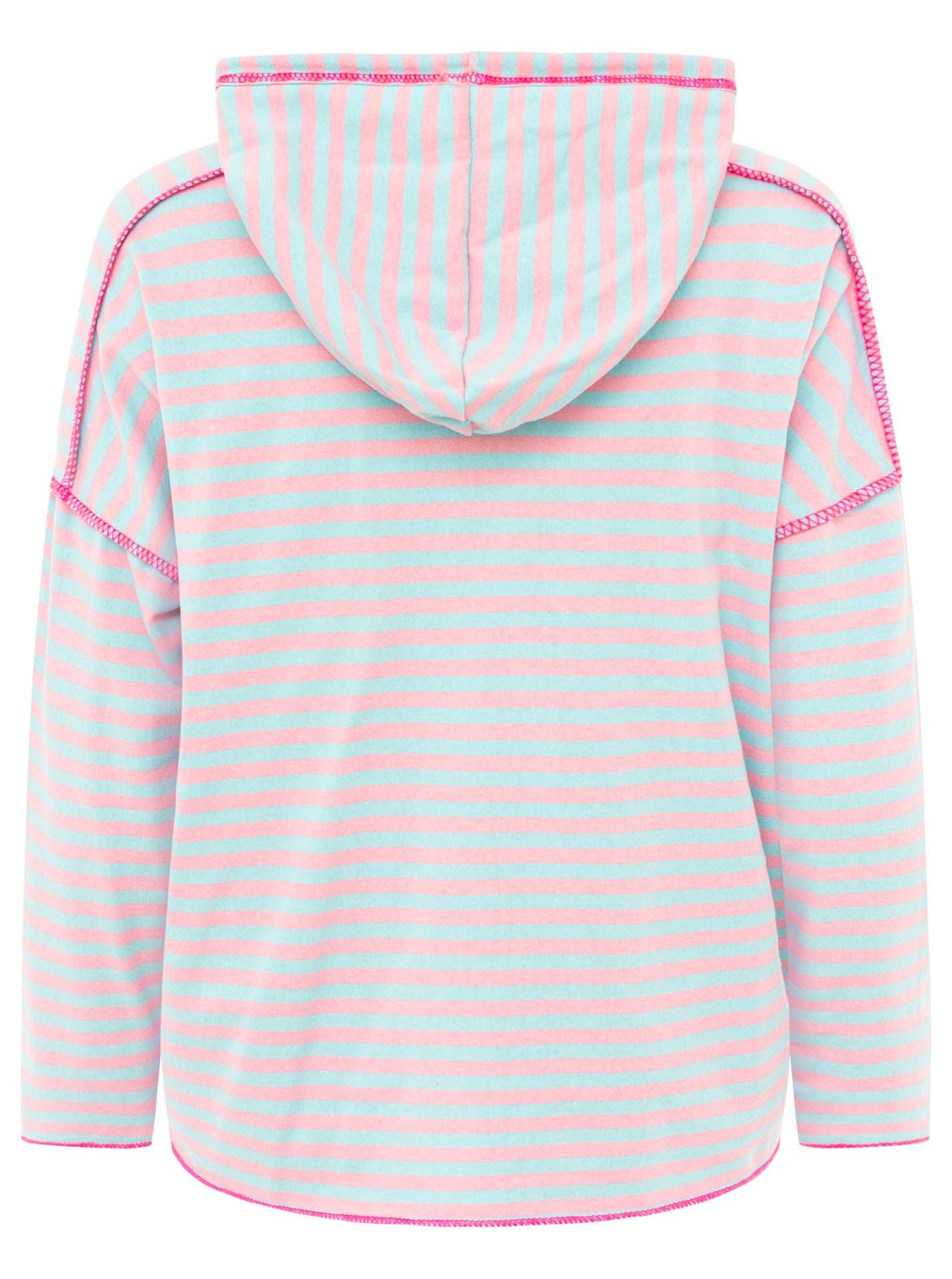 Zwillingsherz Hoodie "Neon Streifen" - Türkis