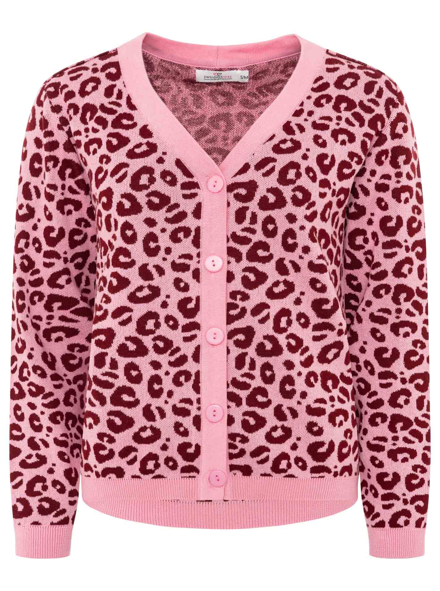 Zwillingsherz - Cardigan gestrickter Leo/Leopard - Rosa