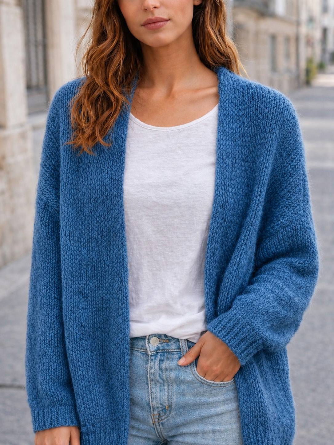 Cardigan in trendigem Jeansblau