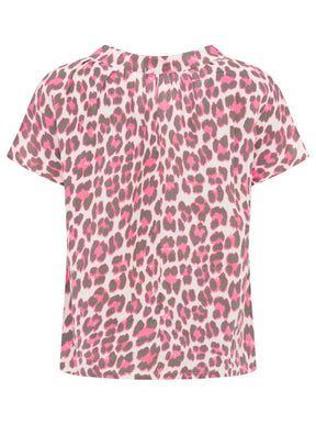 Zwillingsherz - Musselin Bluse Kurzarm - Leo Neonpink