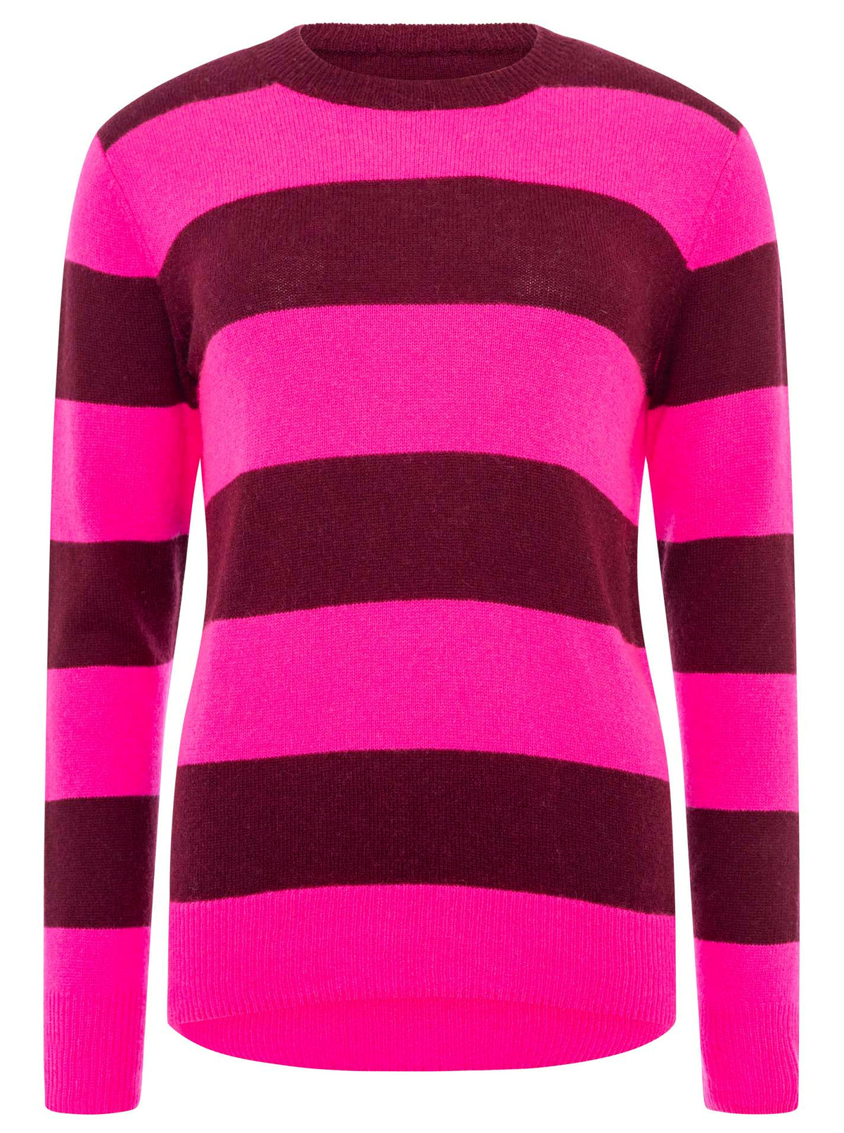Zwillingsherz Kaschmir Pullover Streifen - Bordeauxrot/Pink