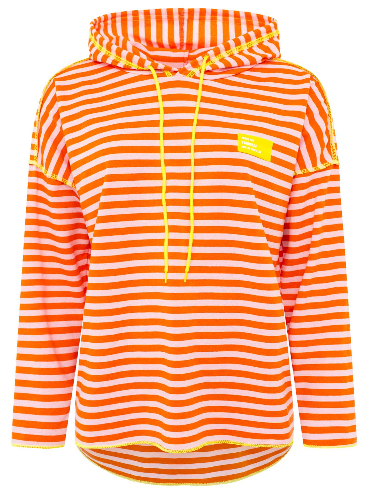 Zwillingsherz Hoodie "Neon Streifen" - Orange/Rosa