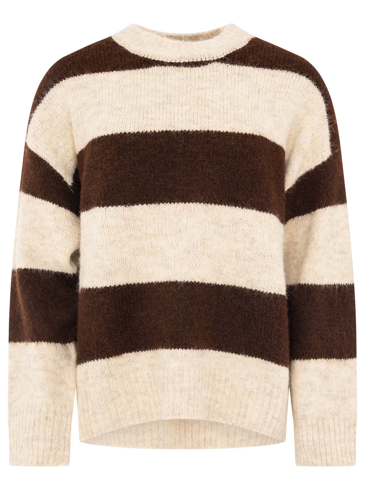 Zwillingsherz Strickpullover Wollmix "Streifen" - Braun