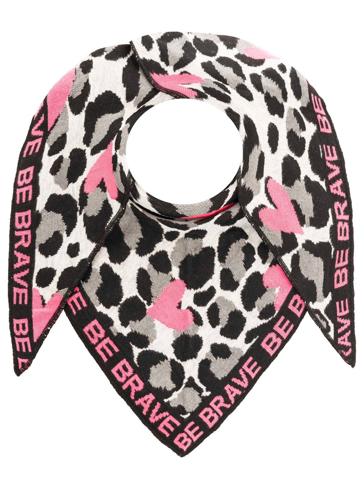 Zwillingsherz - Dreieckstuch "Leo Brave Herz" Baumwolle - Grau/Pink