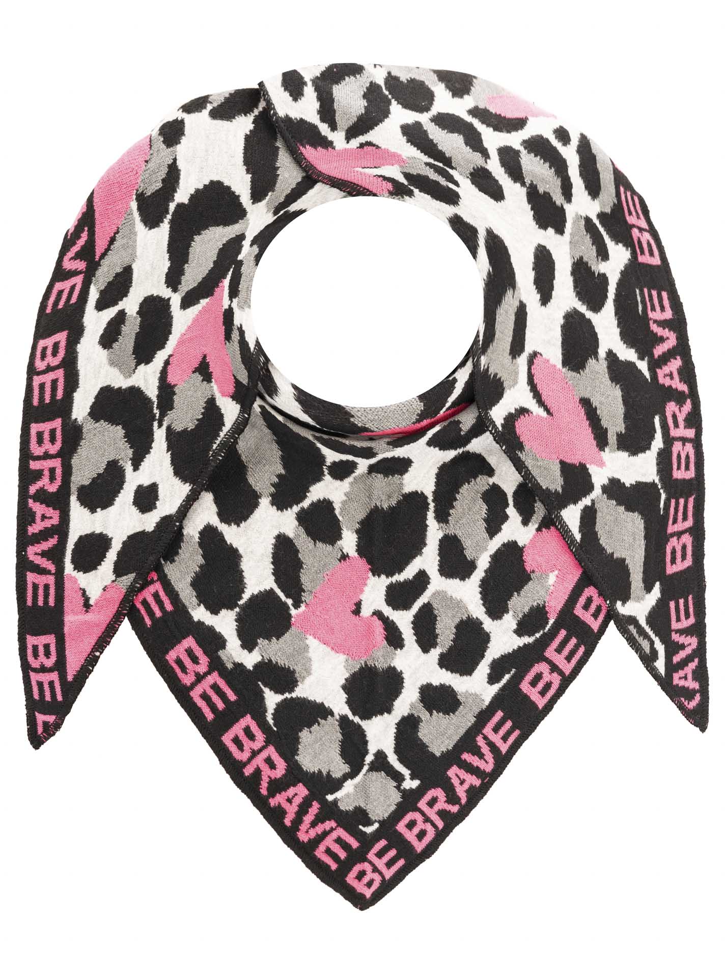 Zwillingsherz - Dreieckstuch "Leo Brave Herz" Baumwolle - Grau/Pink