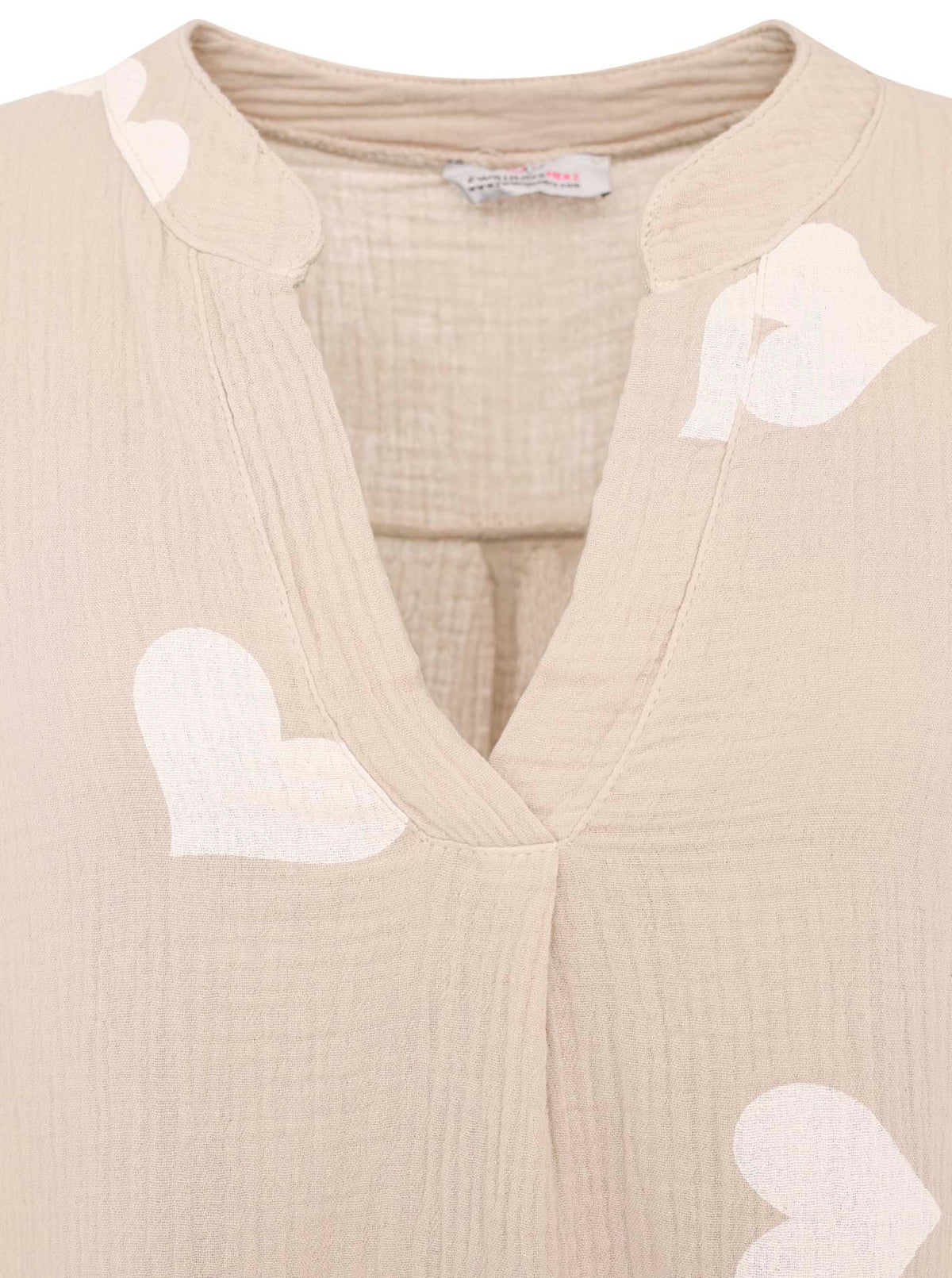Zwillingsherz Musselin Kleid/Tunika Herz - Beige/Weiß